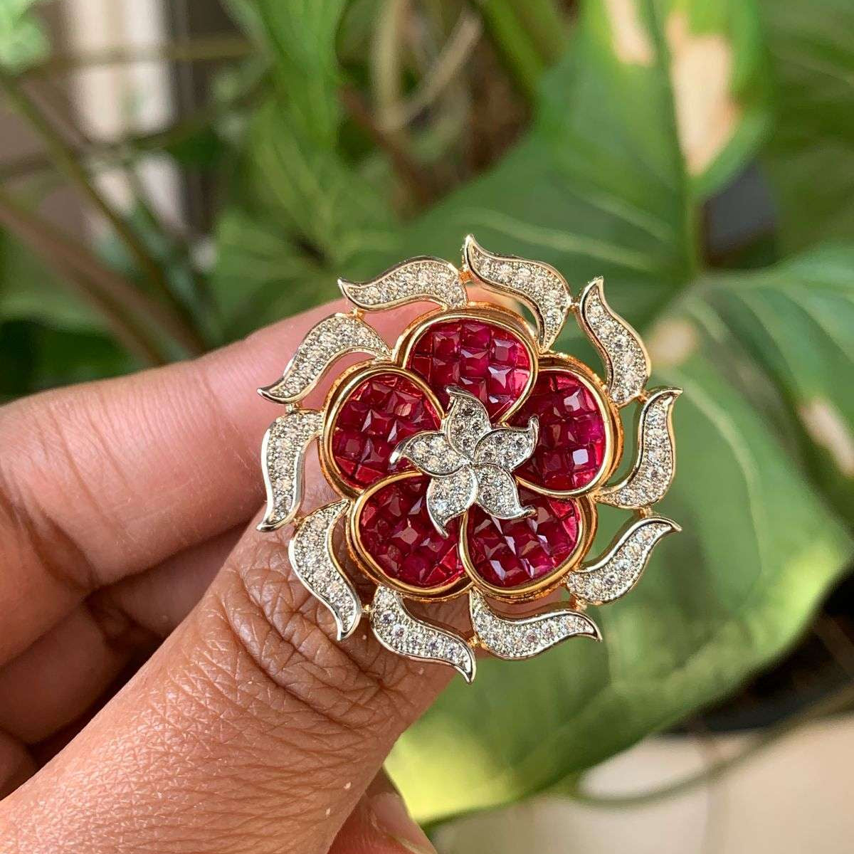 Valentina Ruby Designer Ring- Free size